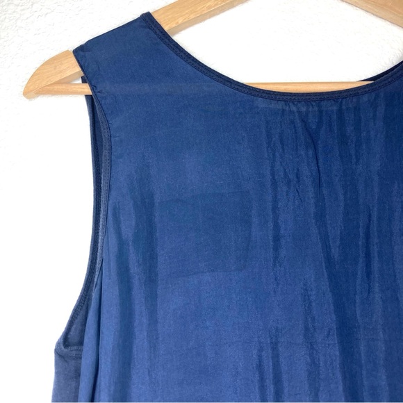 Michael Stars Silk Dress Sandwashed Sleeveless Muscle Tank Navy OS Fits All - Picture 6 of 16